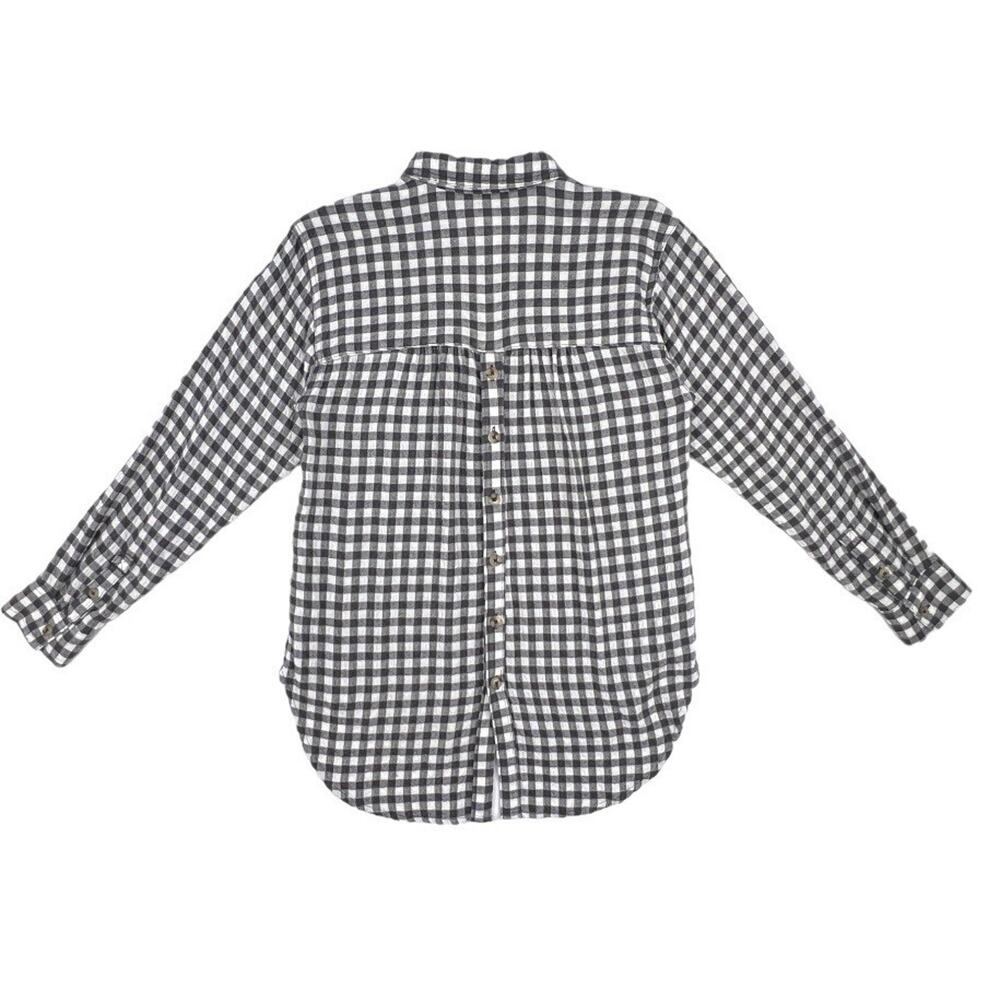 Anthropologie Isadora Button Back Shirt XS Black White Gingham Soft Flannel - Picture 5 of 9